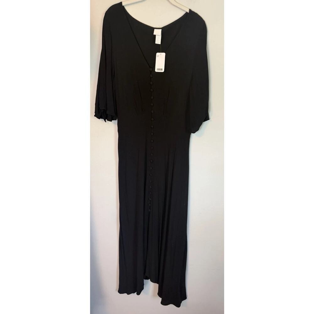 H&M Women's Button Down V Neck Maxi Dress Sz 10 NWT